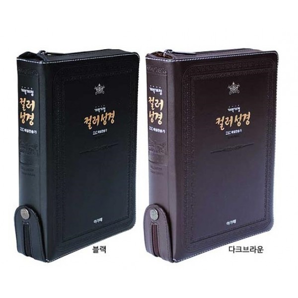 개역개정 명품큰글자 컬러성경&21C해설찬송가(대/합본/색인/천연우피/지퍼)_다크브라운,베이지 